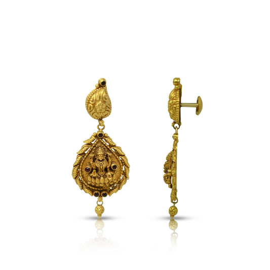 Antique Gold Lakshmi Drop Earrings