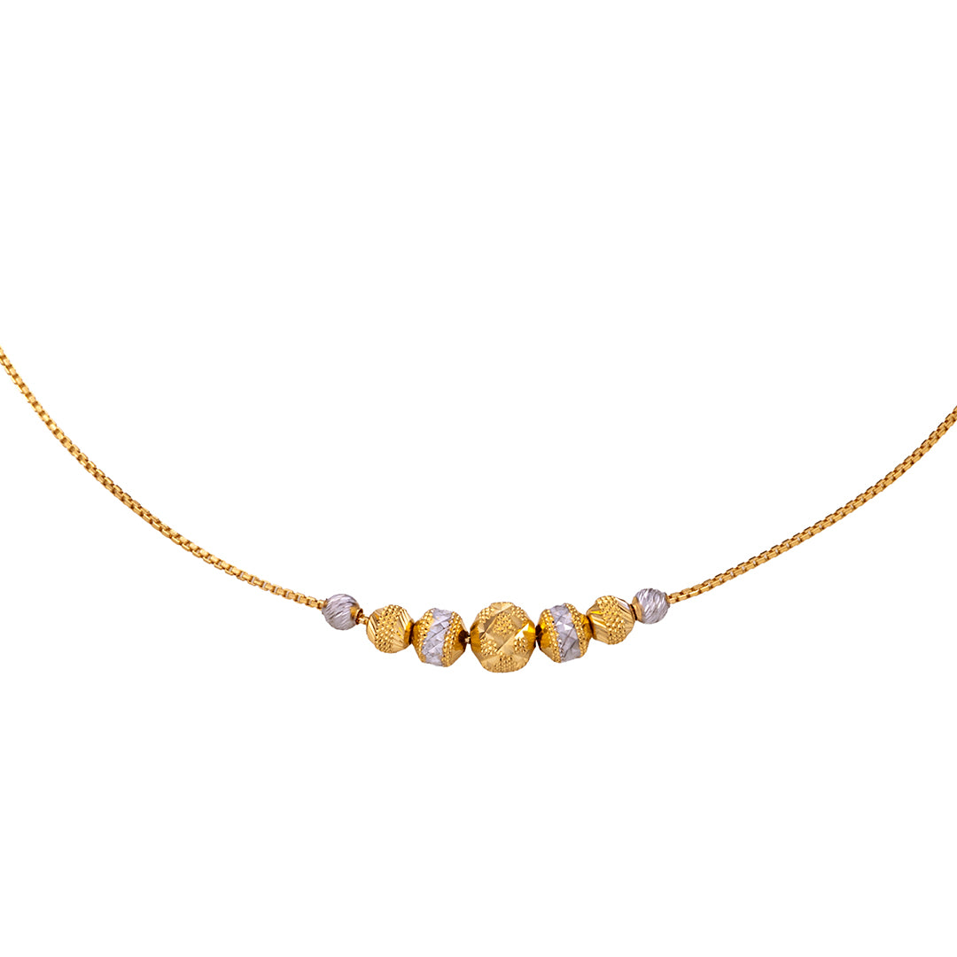 Minimalist 5-Bead Station Necklace in Two-Tone Gold