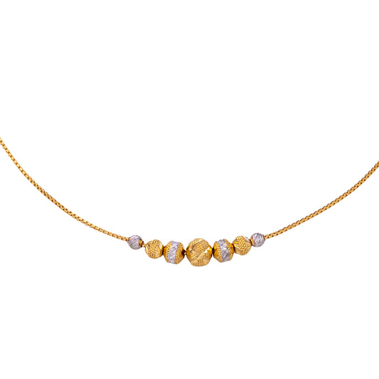 Minimalist 5-Bead Station Necklace in Two-Tone Gold