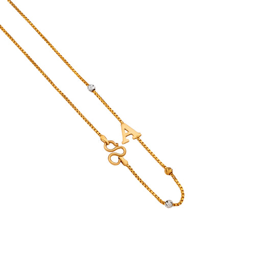 Singapore Collection: Gold 'A' Initial Necklace with Two-Tone Beads