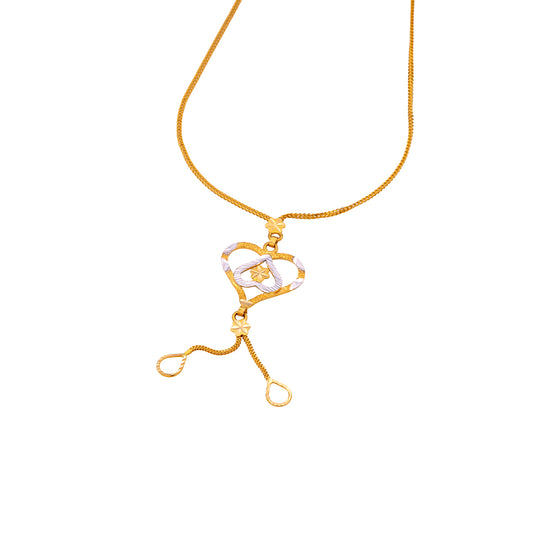 Lightweight Gold Necklace for Women | Heart Design with Drop Chains