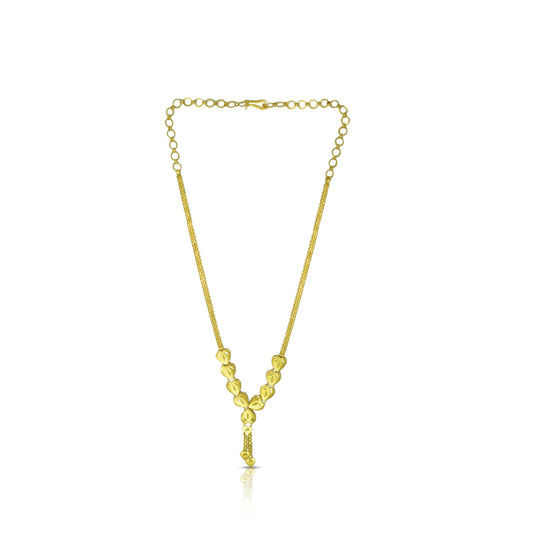 22K Gold Leaf Motif Y-Necklace – Minimal Elegant Daily Wear