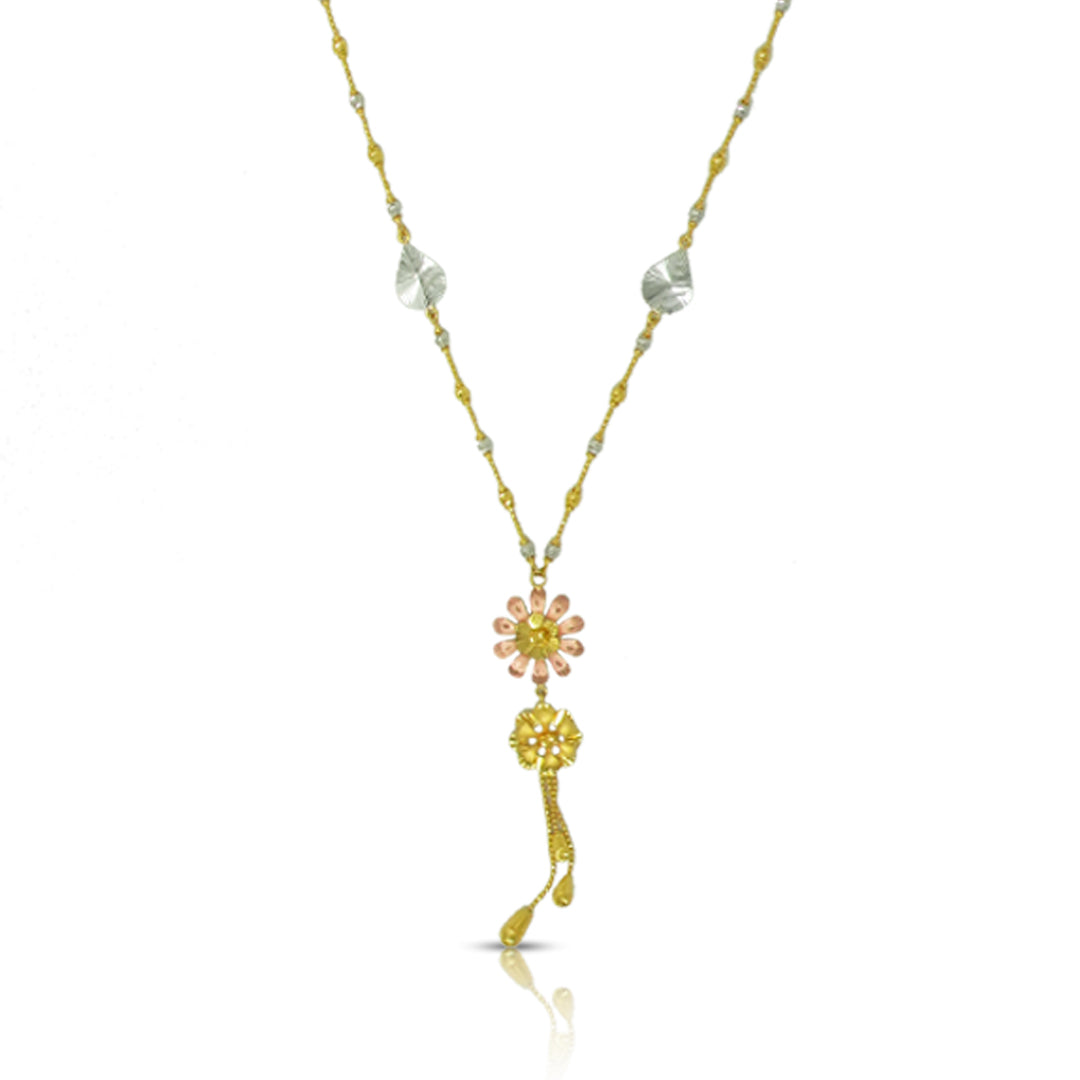 Triple floral Gold Necklace
