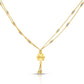 Elegant Double-Layer Gold Bead Chain with Floral Pendant