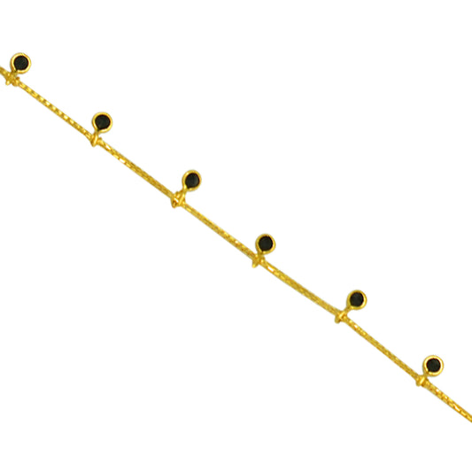 Elegant Gold Black Bead Bracelet (Traditional Lightweight Design)