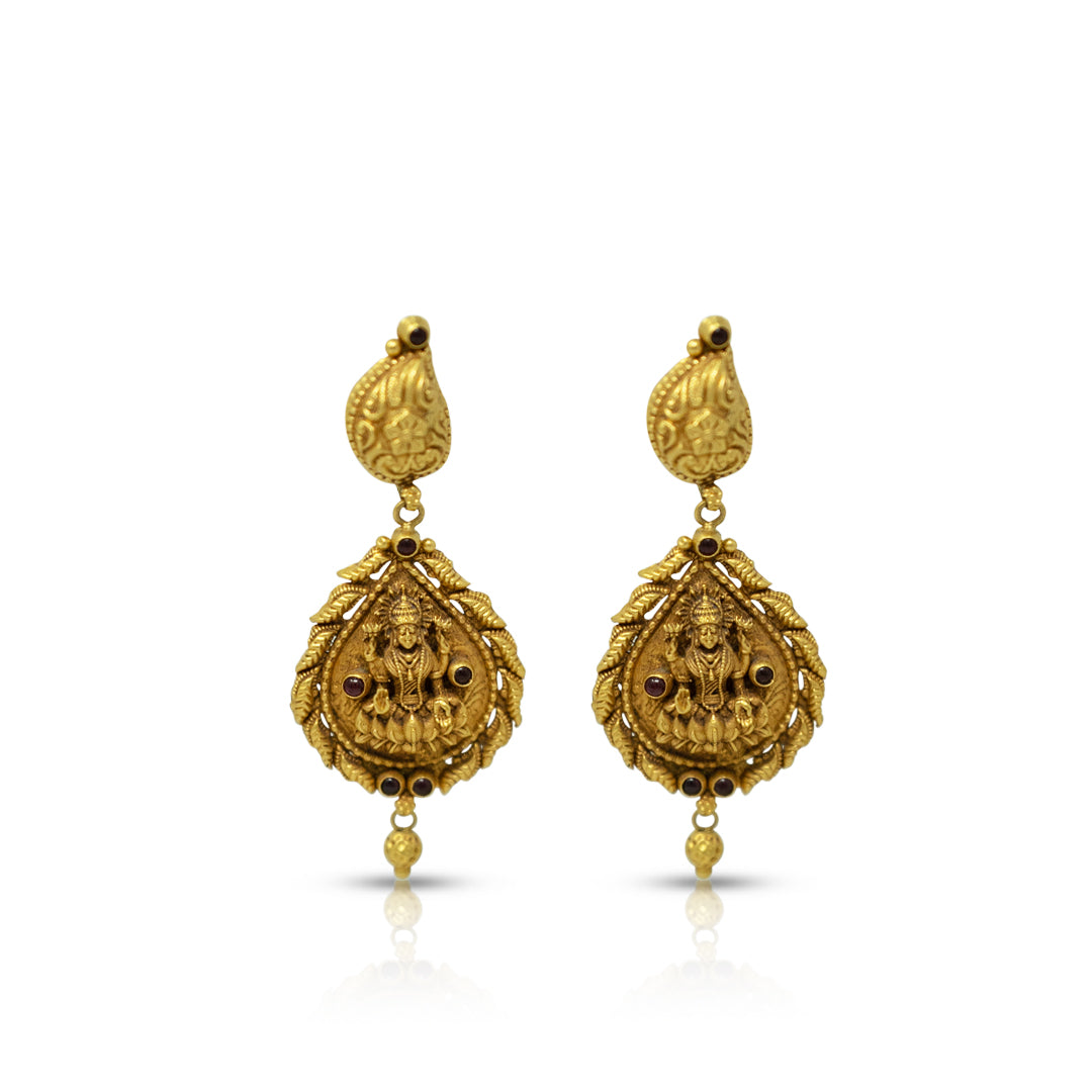 Antique Gold Lakshmi Drop Earrings