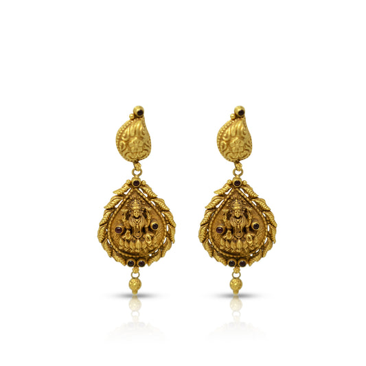 Antique Gold Lakshmi Drop Earrings