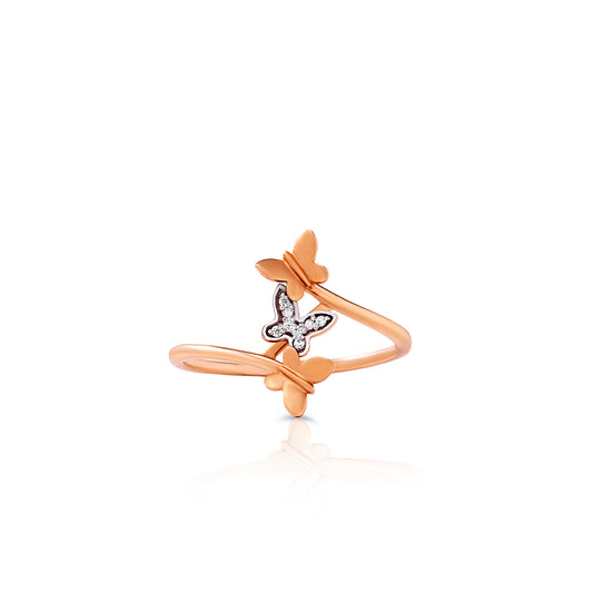 Butterfly Diamond Ring in Rose Gold – Elegant Open Design for Women