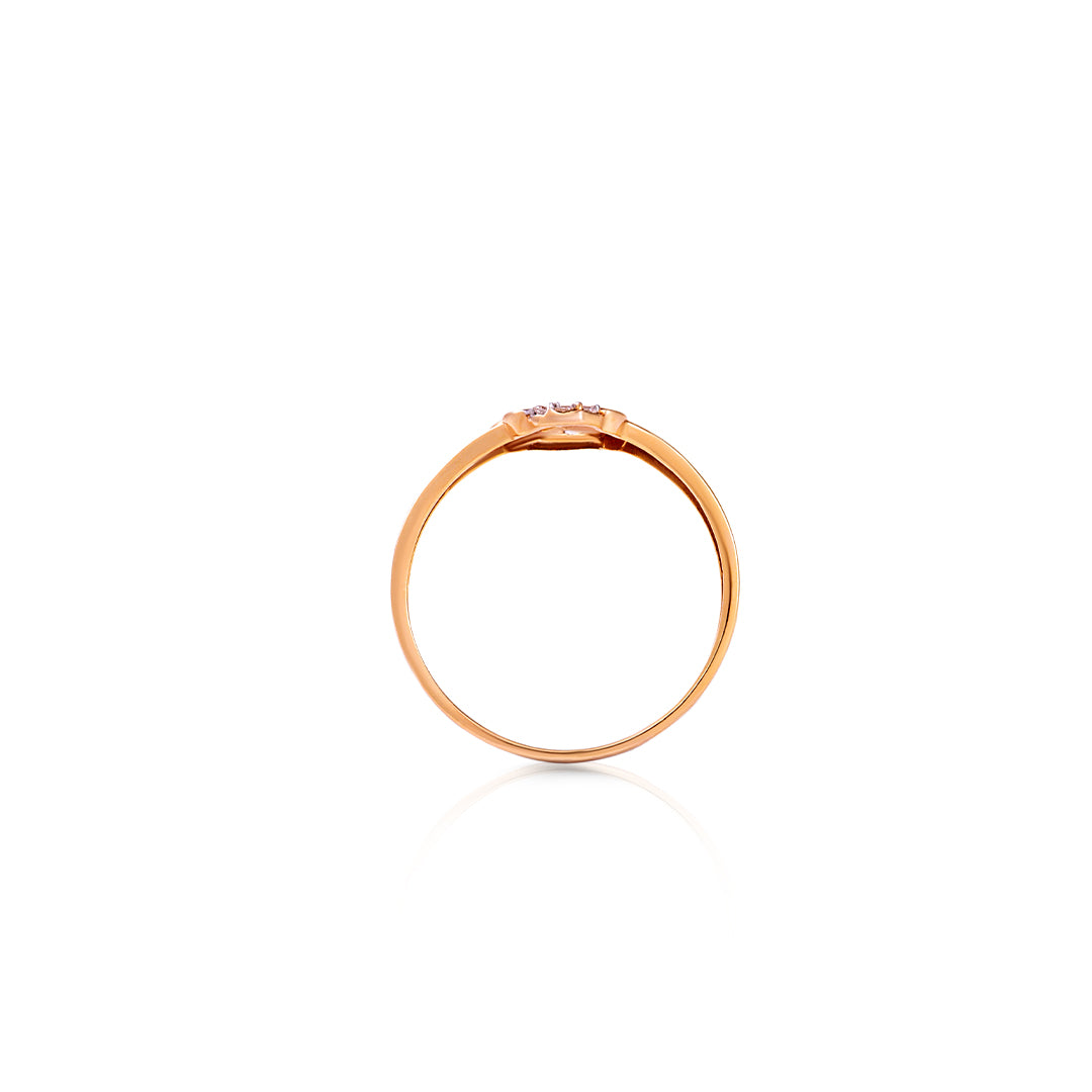18K Rose Gold Star Design Ring with Stone for Women