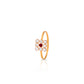 22K Gold Floral Design Ring with Red and White Stones for Women