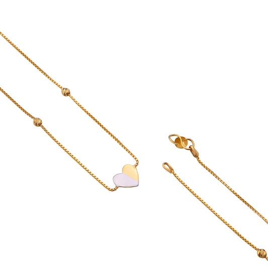 Gold Anklet for Women | Box Chain & Enamel Heart Design