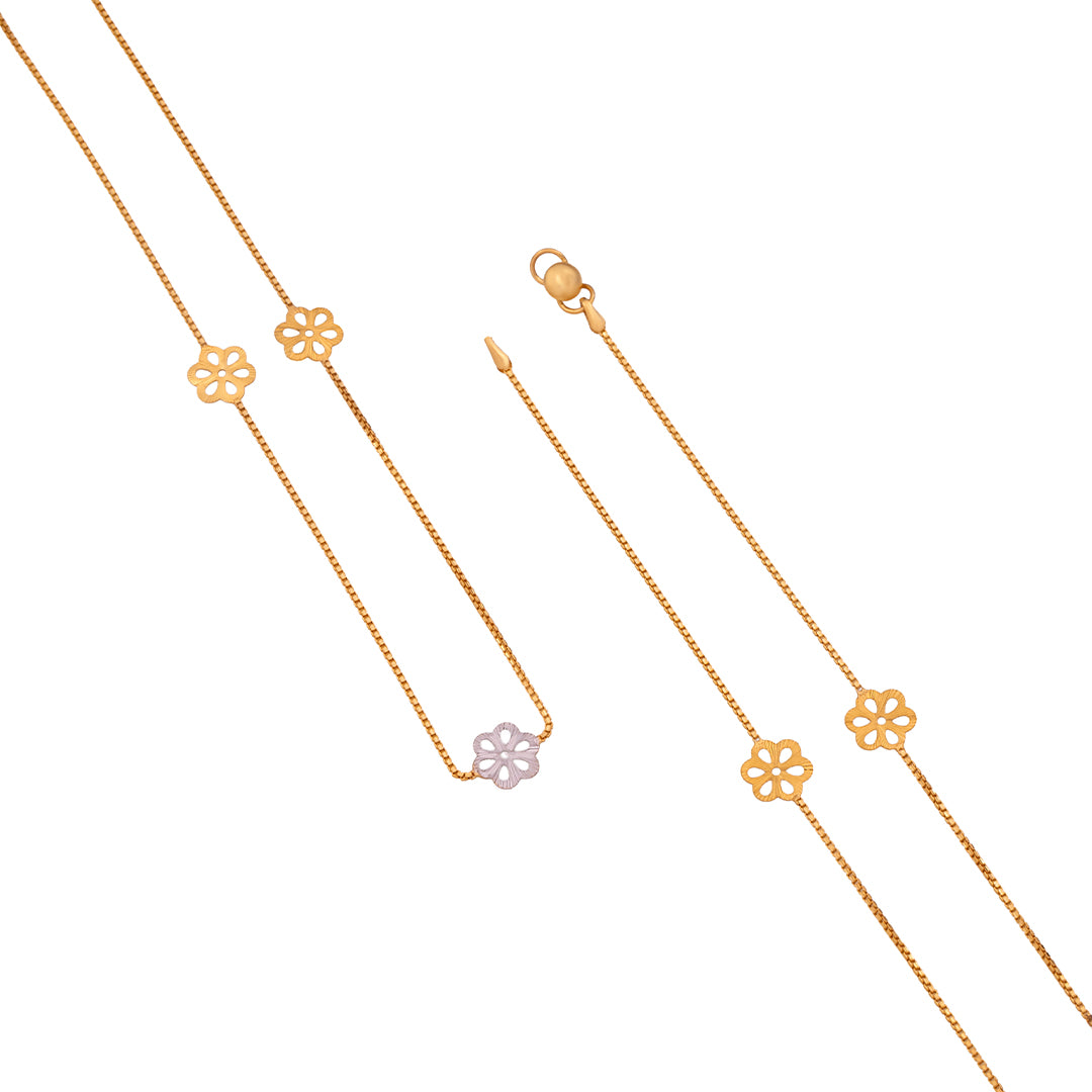 22K Gold Floral Station Anklet for Women – Lightweight Daily Wear Design