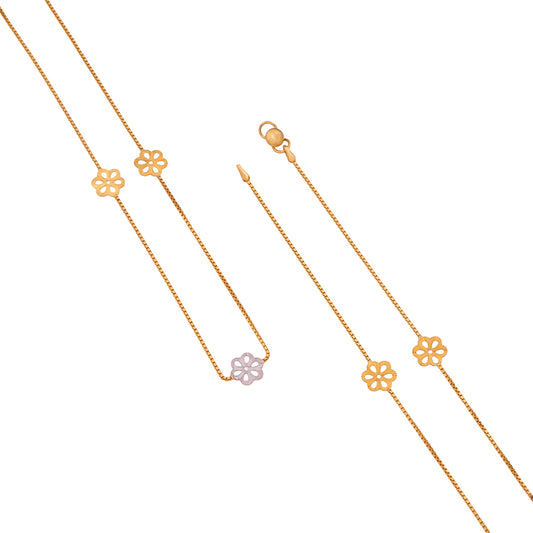 22K Gold Floral Station Anklet for Women – Lightweight Daily Wear Design