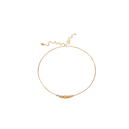 Minimalist 5-Bead Station Necklace in Two-Tone Gold