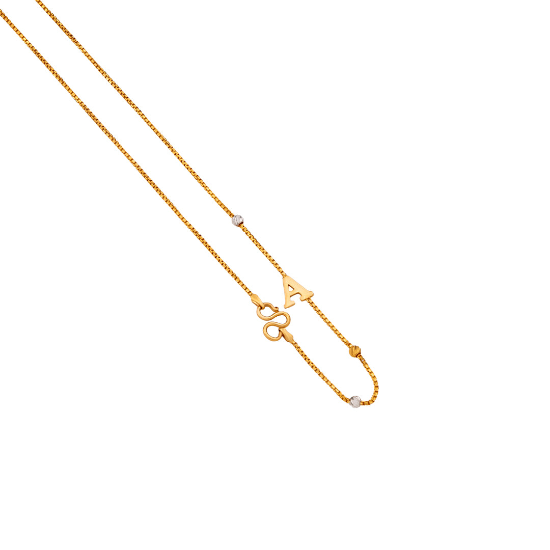 Singapore Collection: Gold 'A' Initial Necklace with Two-Tone Beads