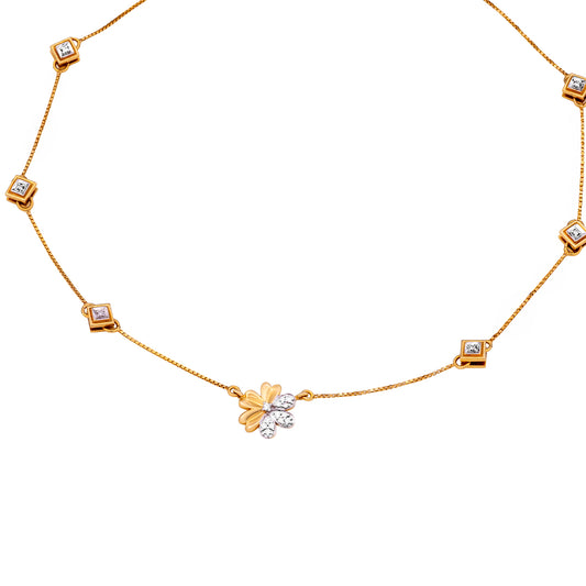 Dhruva Collection: Diamond Flower Station Necklace